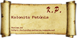 Kolonits Petúnia névjegykártya